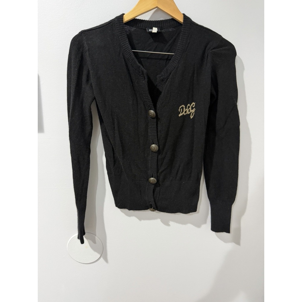 DOLCE & GABBANA Sweater Cardigan Black Long Sleeve Sz M (READ) O